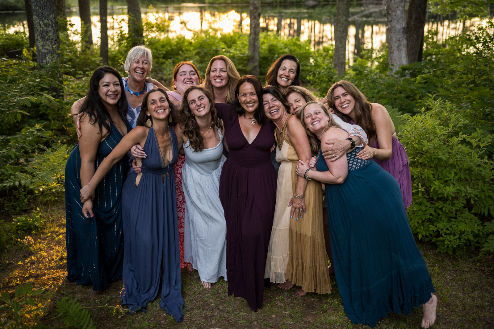 The full group gathered together at the lake